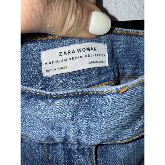 Zara Bare Back Wide Leg Jeans Zara Woman Premium Denim US 2 100% Cotton 1D - Picture 3 of 6